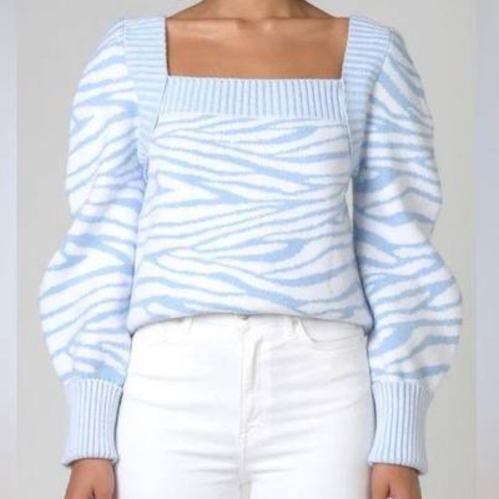 CISTAR NEW YORK Zoe Blue Zebra Print Sweater